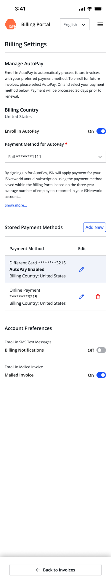 Account settings — state 3